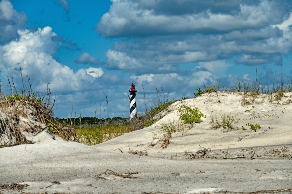 St. Augustine Lighthouse from the scenic Anastasia Island beaches