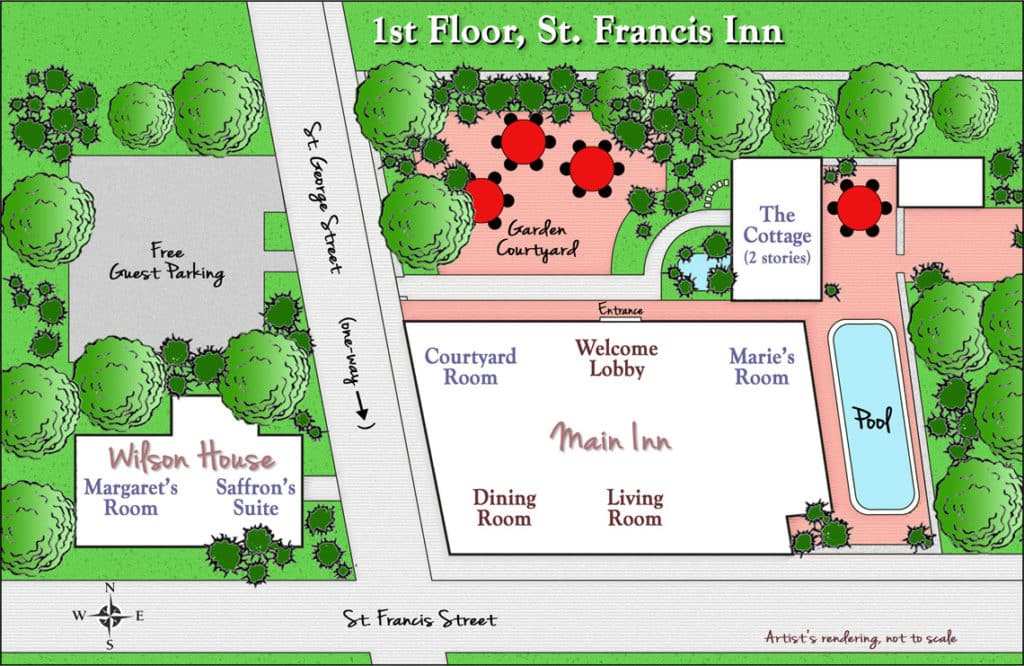 First floor layout of St. Francis Inn